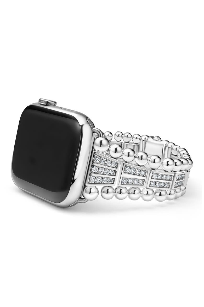 Smart Caviar 20mm Diamond Apple Watch® Watchband, Alternate, color, SILVER
