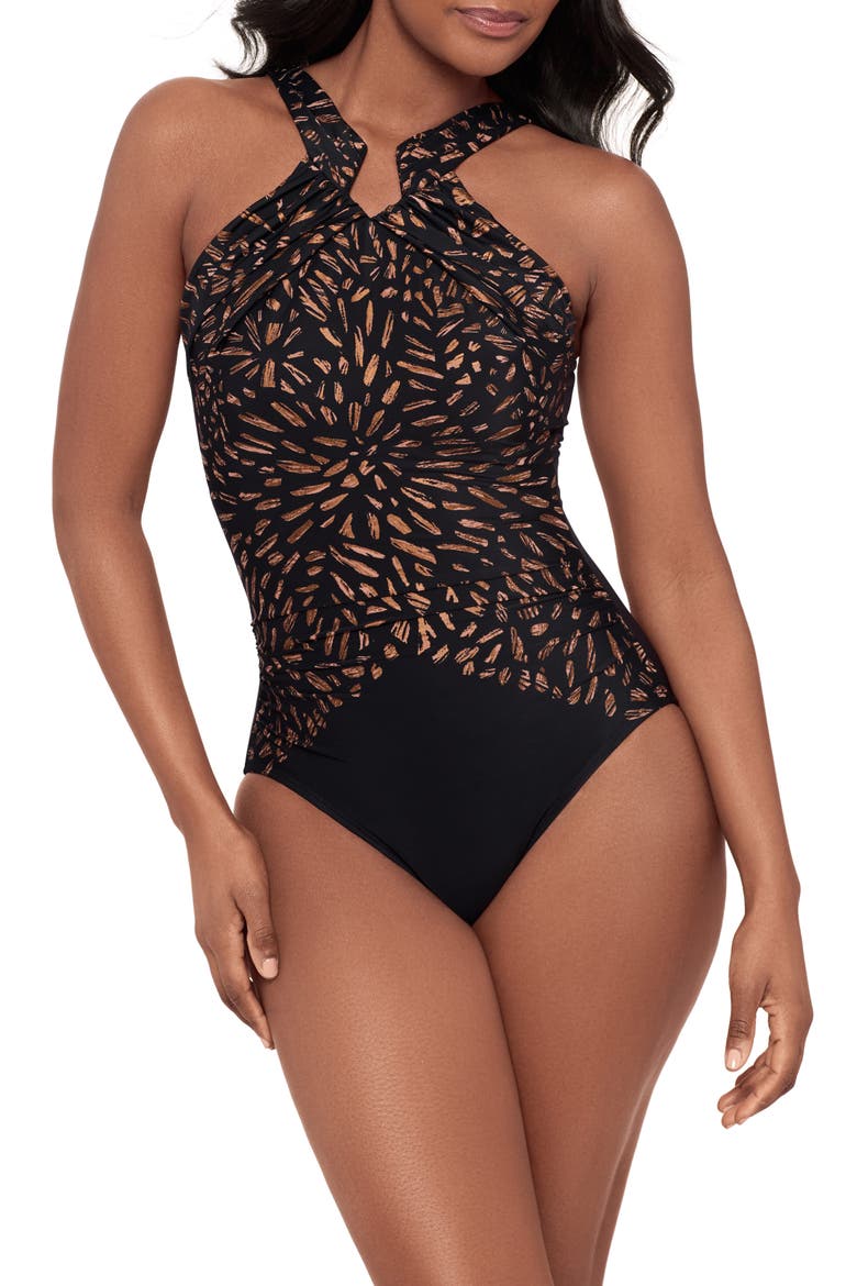 Costa D'Oro Aphrodite One-Piece Swimsuit, Main, color, BLACK