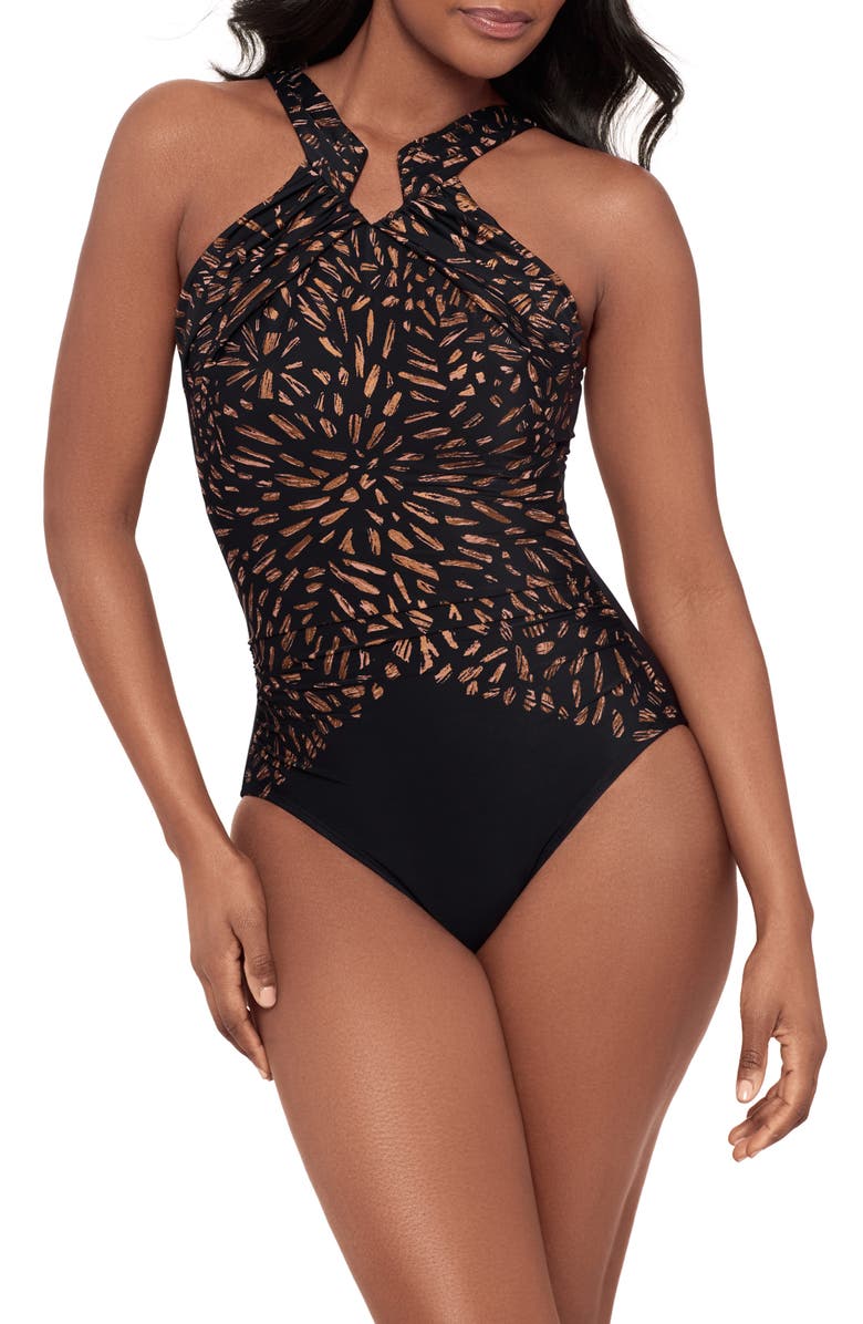 Miraclesuit<sup>®</sup> Costa D'Oro Aphrodite One-Piece Swimsuit, Main, color, Black
