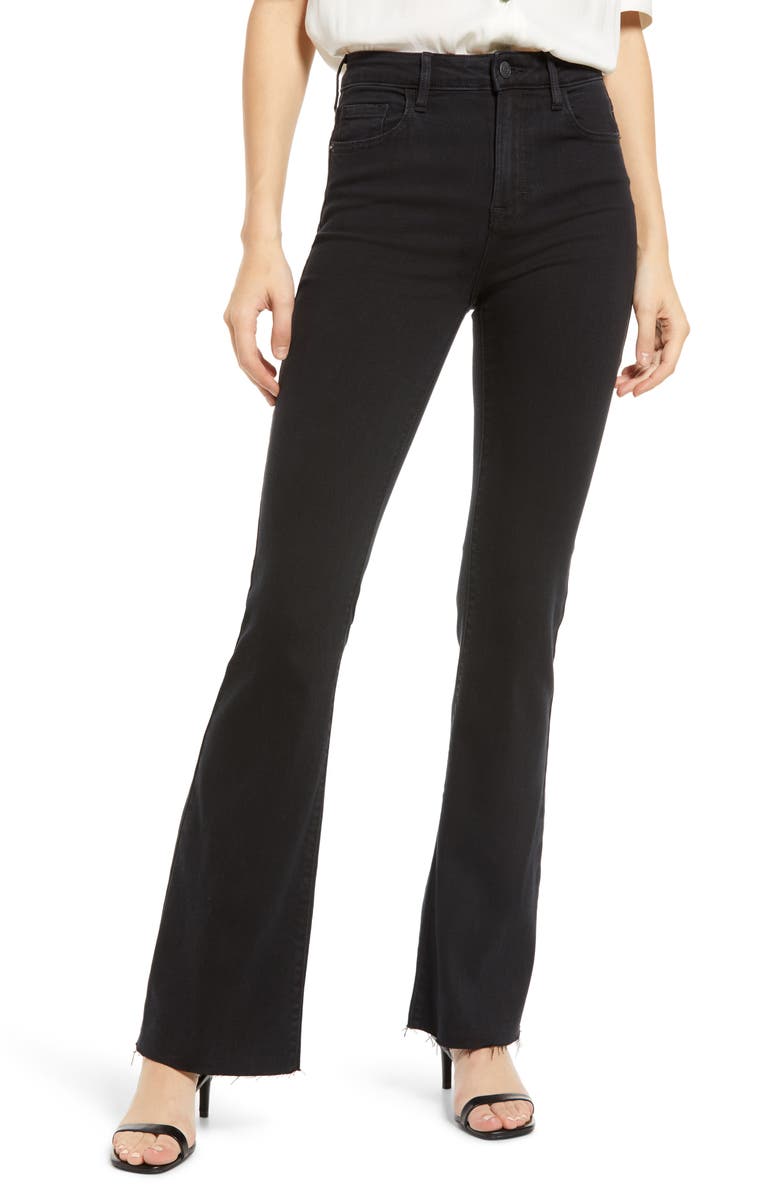 HIDDEN JEANS High Waist Raw Hem Flare Jeans, Main, color, 
