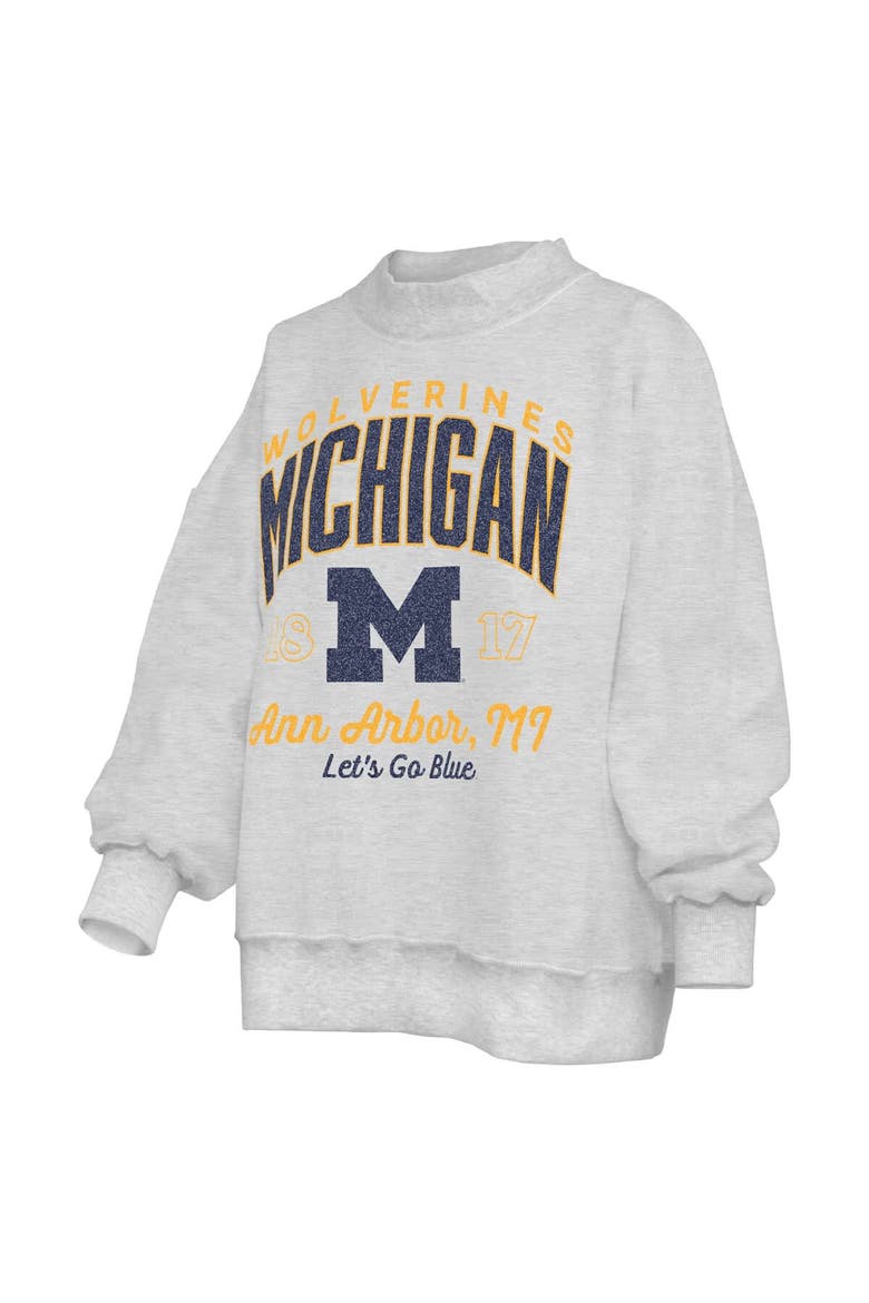 Women's Pressbox  Heather Gray Michigan Wolverines Reversible Sweatshirt, Alternate, color, Heather Gray