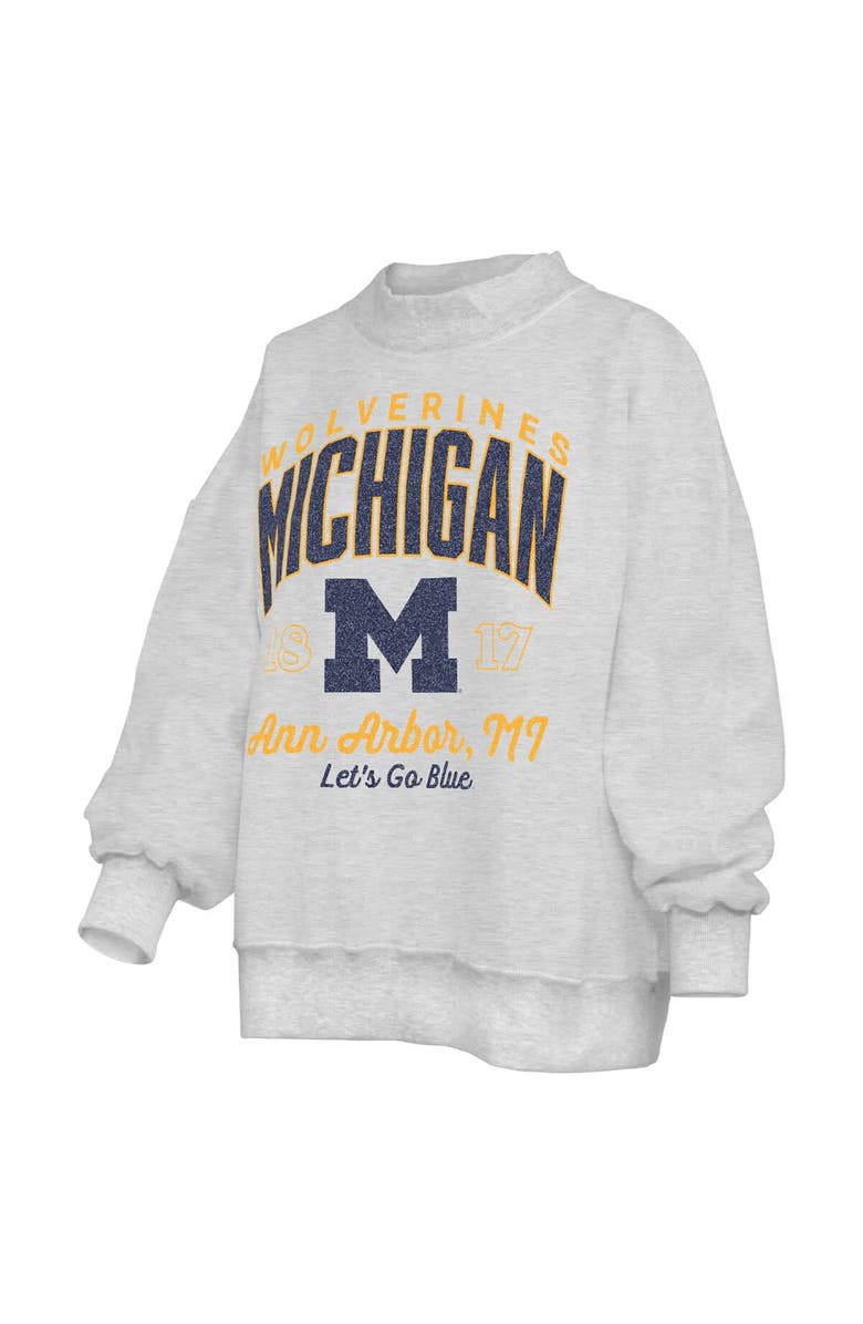 PRESSBOX Women's Pressbox Heather Gray Michigan Wolverines Reversible Sweatshirt, Alternate, color, Heather Gray