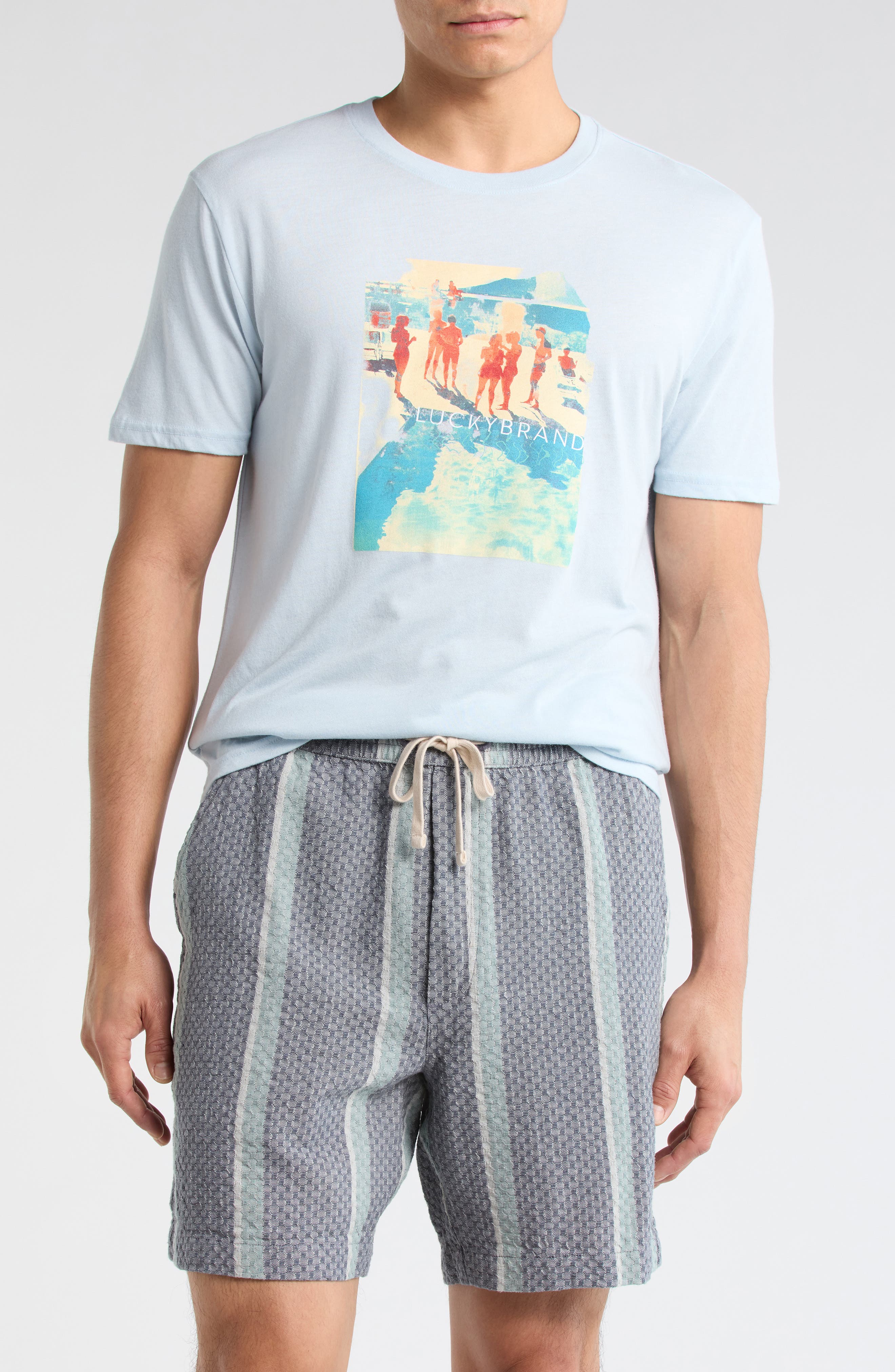 Lucky Brand Stripe Cotton Dobby Drawstring Shorts