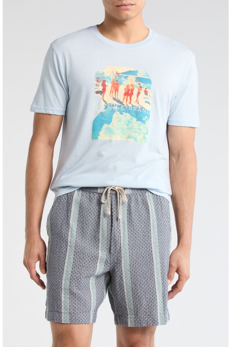 Stripe Cotton Dobby Drawstring Shorts, Main, color, NAVY STRIPE