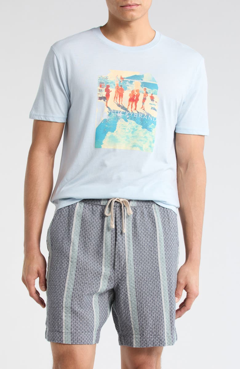 Lucky Brand Stripe Cotton Dobby Drawstring Shorts, Main, color, Navy Stripe