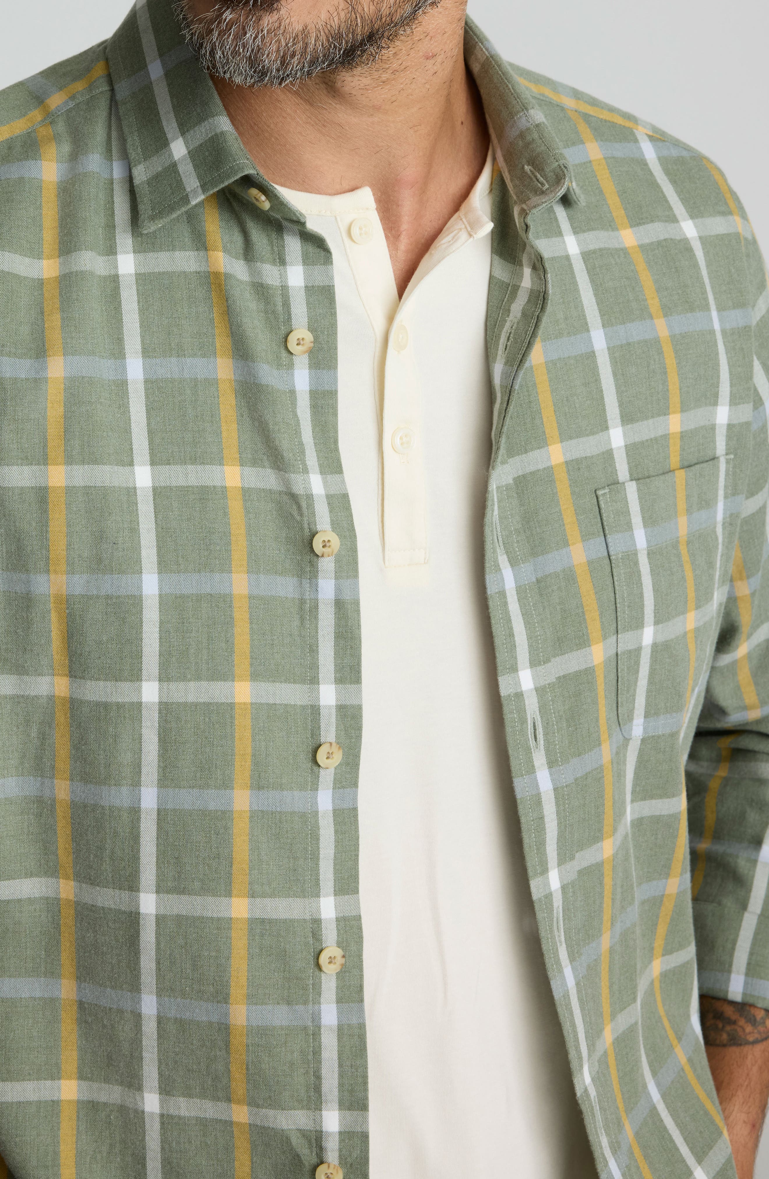 Silva Windowpane Check Cotton Flannel Button-Up Shirt - image 2