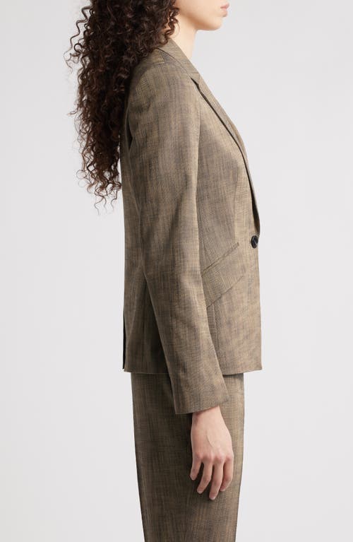 Hugo Boss Boss Jia One-button Blazer In Teak Sharkskin