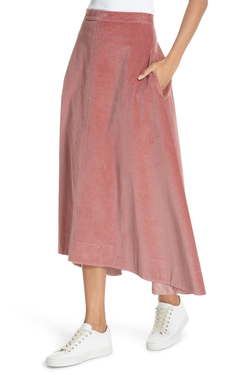 Elizabeth and James Danielle Corduroy Midi Skirt, Alternate, color, 