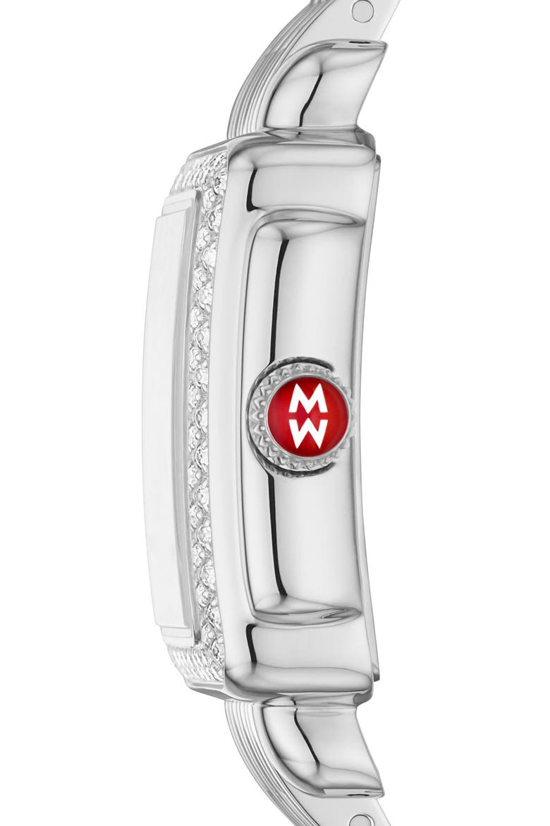 Deco Madison Mini Diamond Head & Bracelet, 22mm, Alternate, color, SILVER/ SILVER WHITE SUNRAY