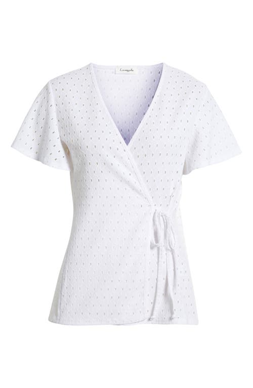 Loveappella Eyelet Wrap Top In White
