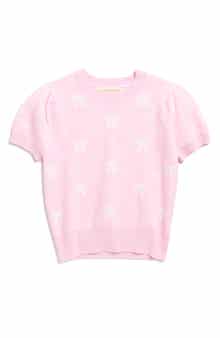 MARGAUX AND LEXI Kids' Bow Jacquard Short Sleeve Sweater