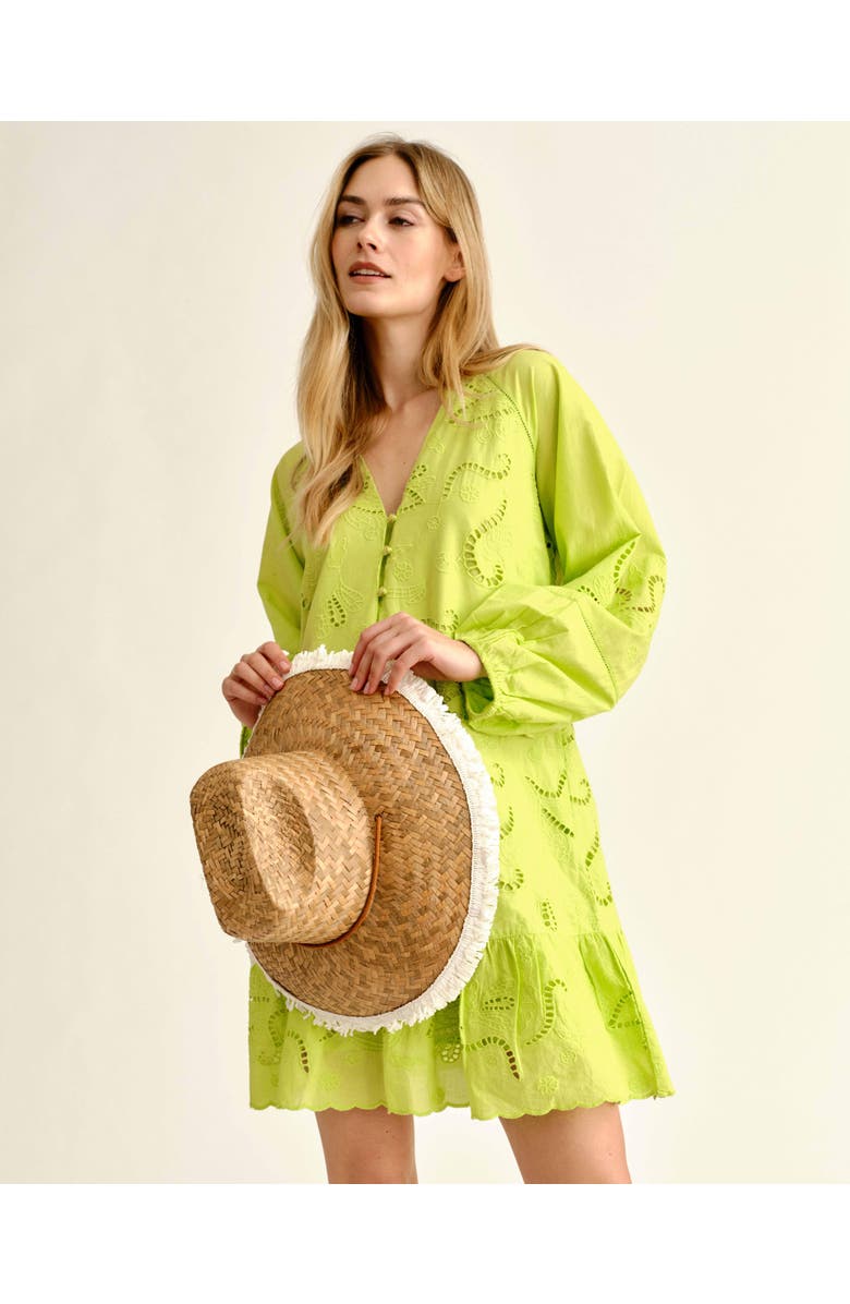 Cartolina Selwin Eyelet Mini Dress, Alternate, color, Chartruese