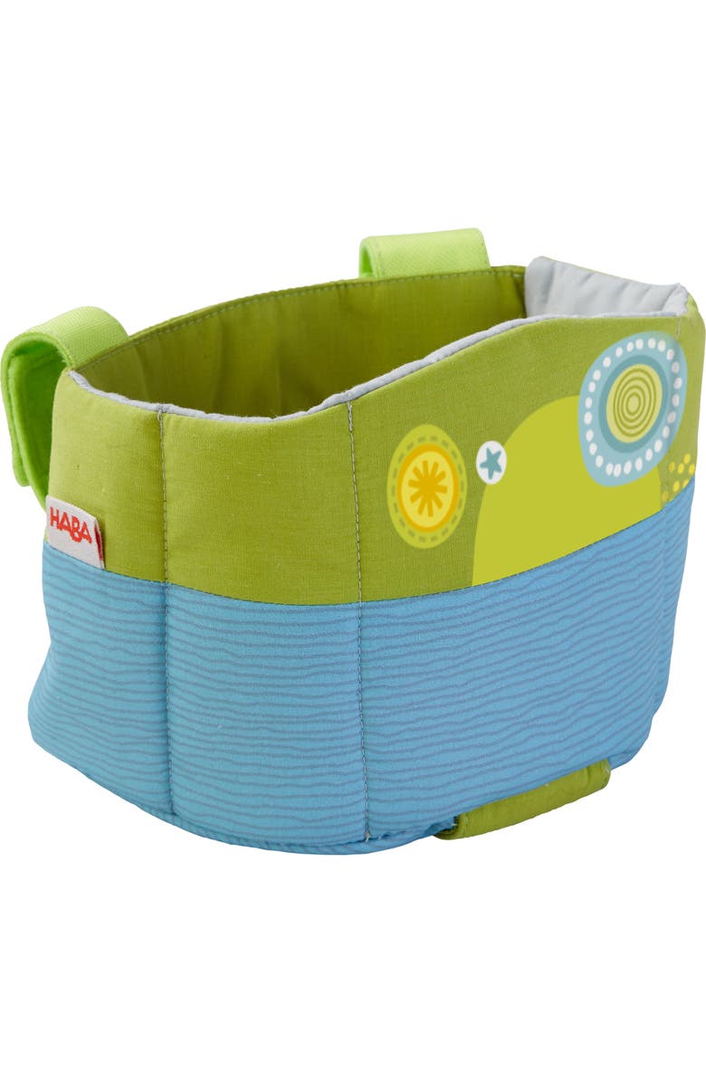 HABA Soft Doll's Bike Seat Blue & Green - Attaches to Handlebars with Hook & Loop Attachment, Main, color,