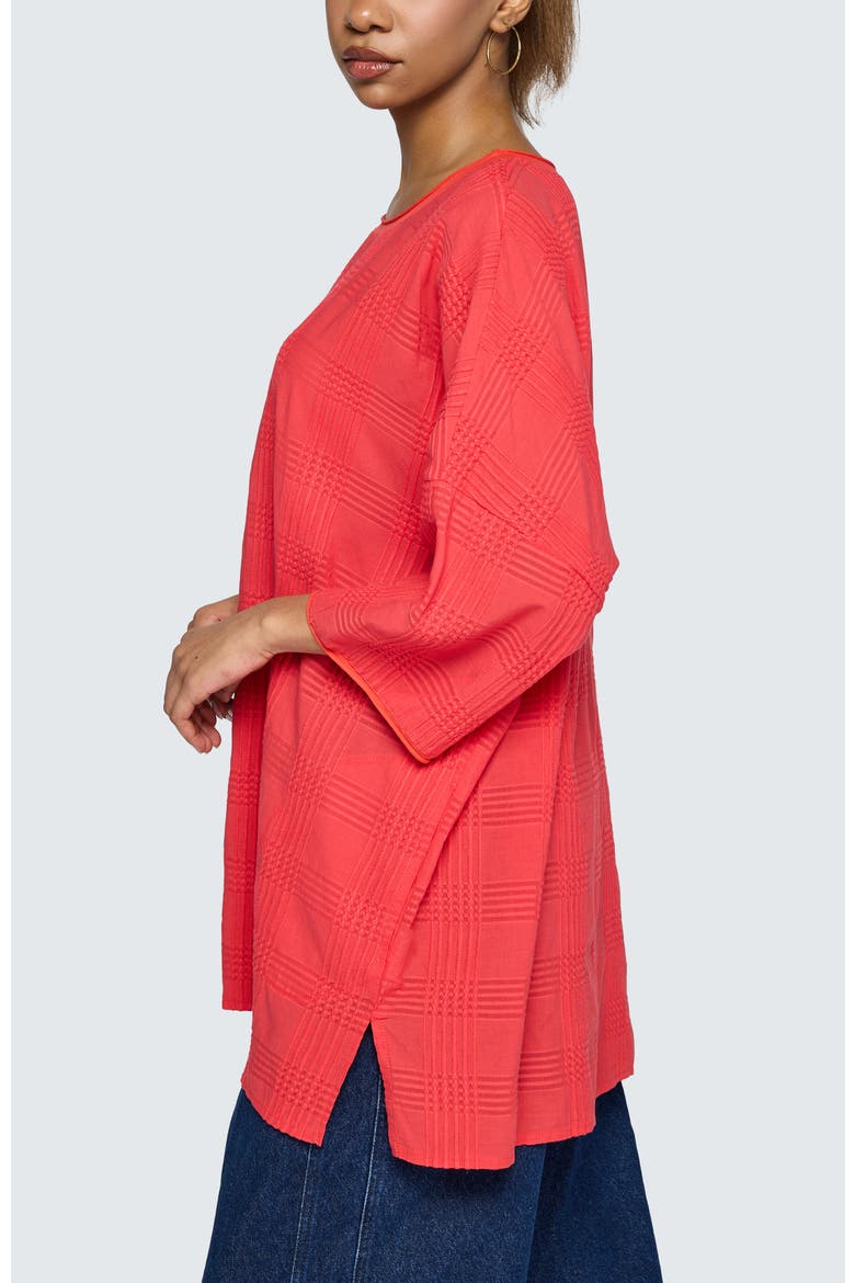 Aurea Mixed-texture Tunic, Alternate, color, Vermillion