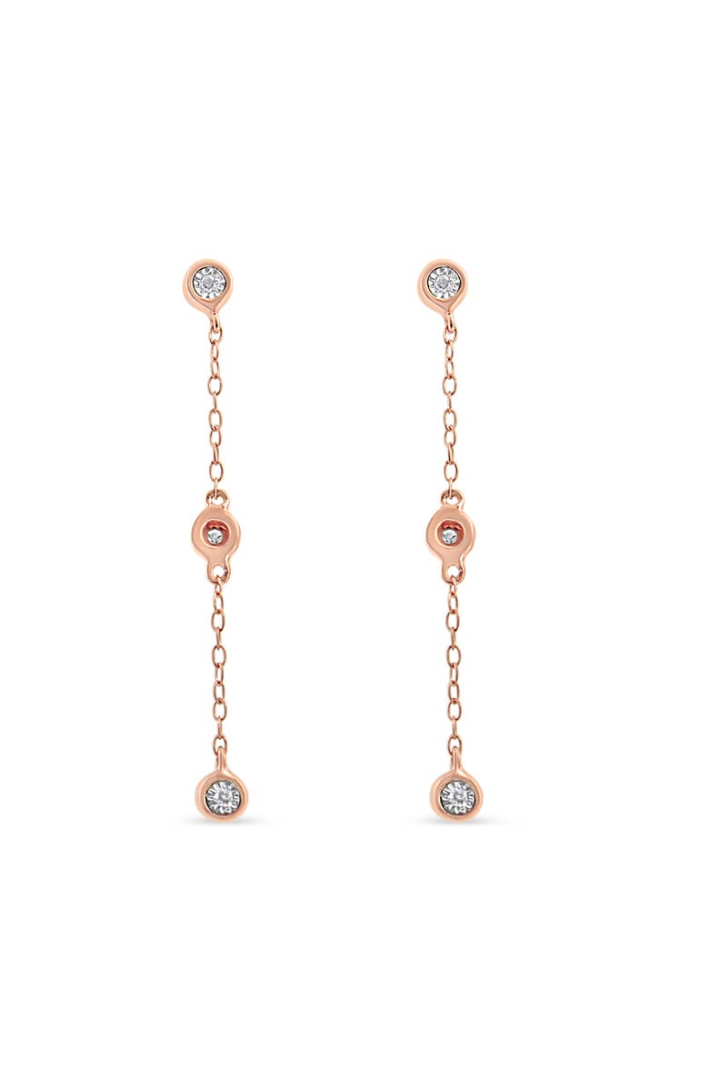 Haus of Brilliance 10K Rose Gold Plated Silver 1/15 Ct Diamond Dangle Earring, Alternate, color, Pink