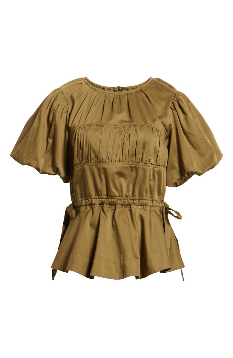 Damson Madder Hadley Ruched Organic Cotton Top, Alternate, color, Olive