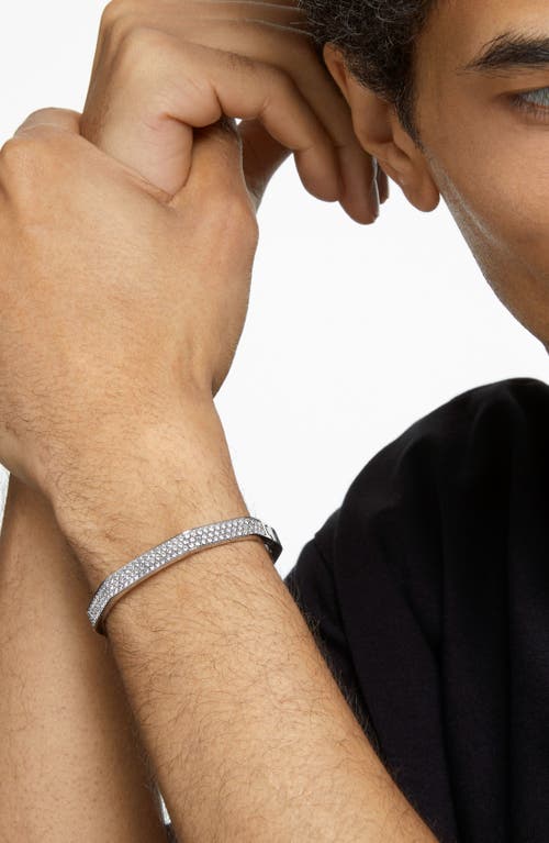 Swarovski Crystal Dextera Bangle Octagon Shape Pave Medium White Rhodium Plated