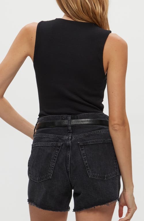 Michael Stars Maribel Square Neck Rib Tank In Black