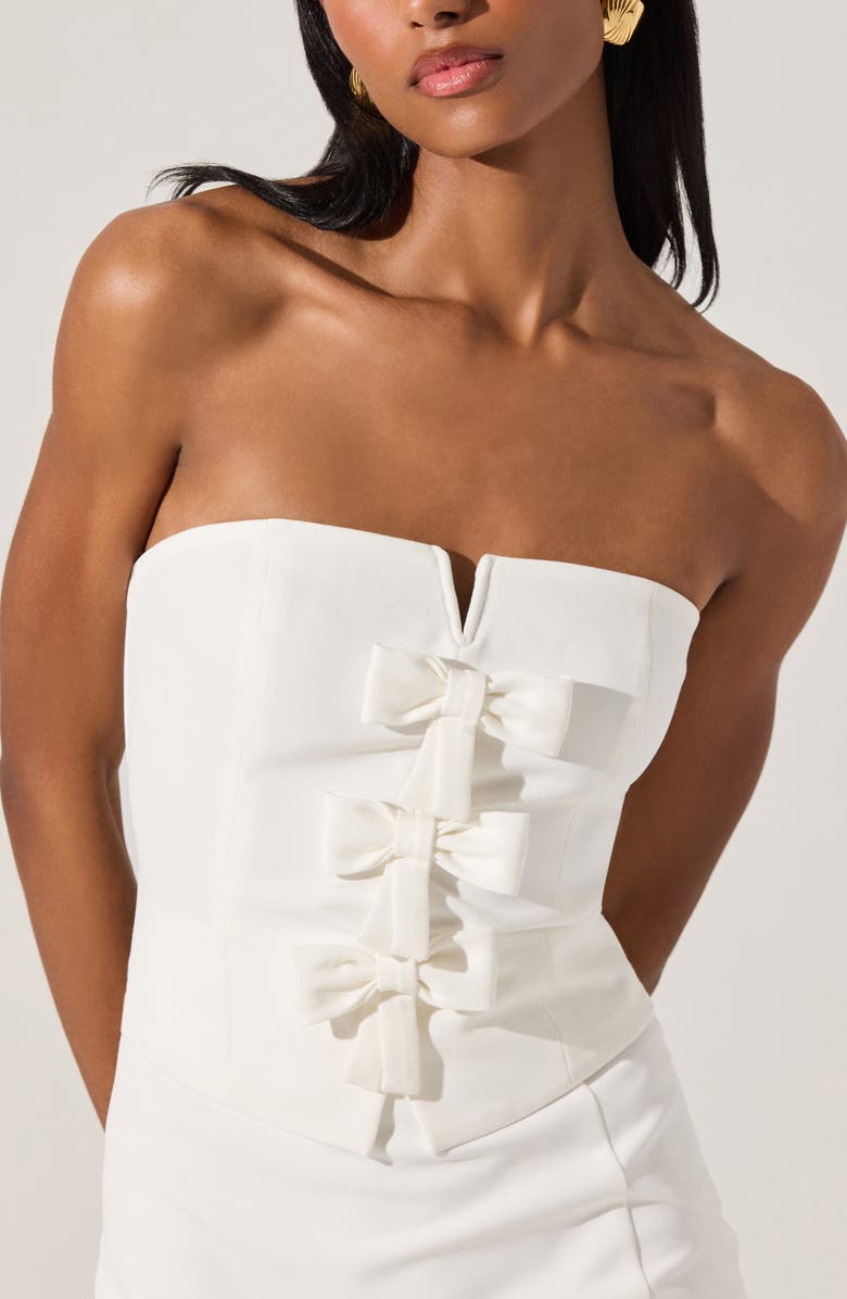 ASTR the Label Bow Detail Strapless Sheath Dress, Alternate, color, White