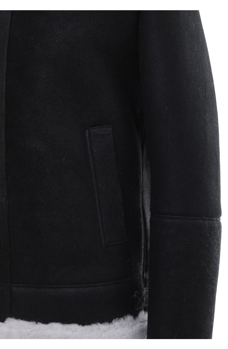 Furniq UK Rupert Suede Shearling Aviator Jacket, Alternate, color, Black