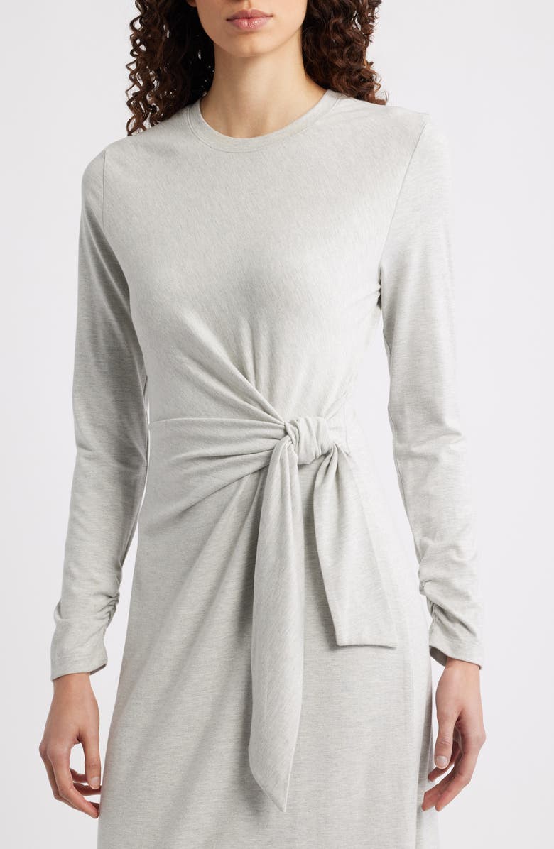 BOSS Orange Erlot Side Tie Long Sleeve Midi Dress, Alternate, color, Light/ Pastel Grey