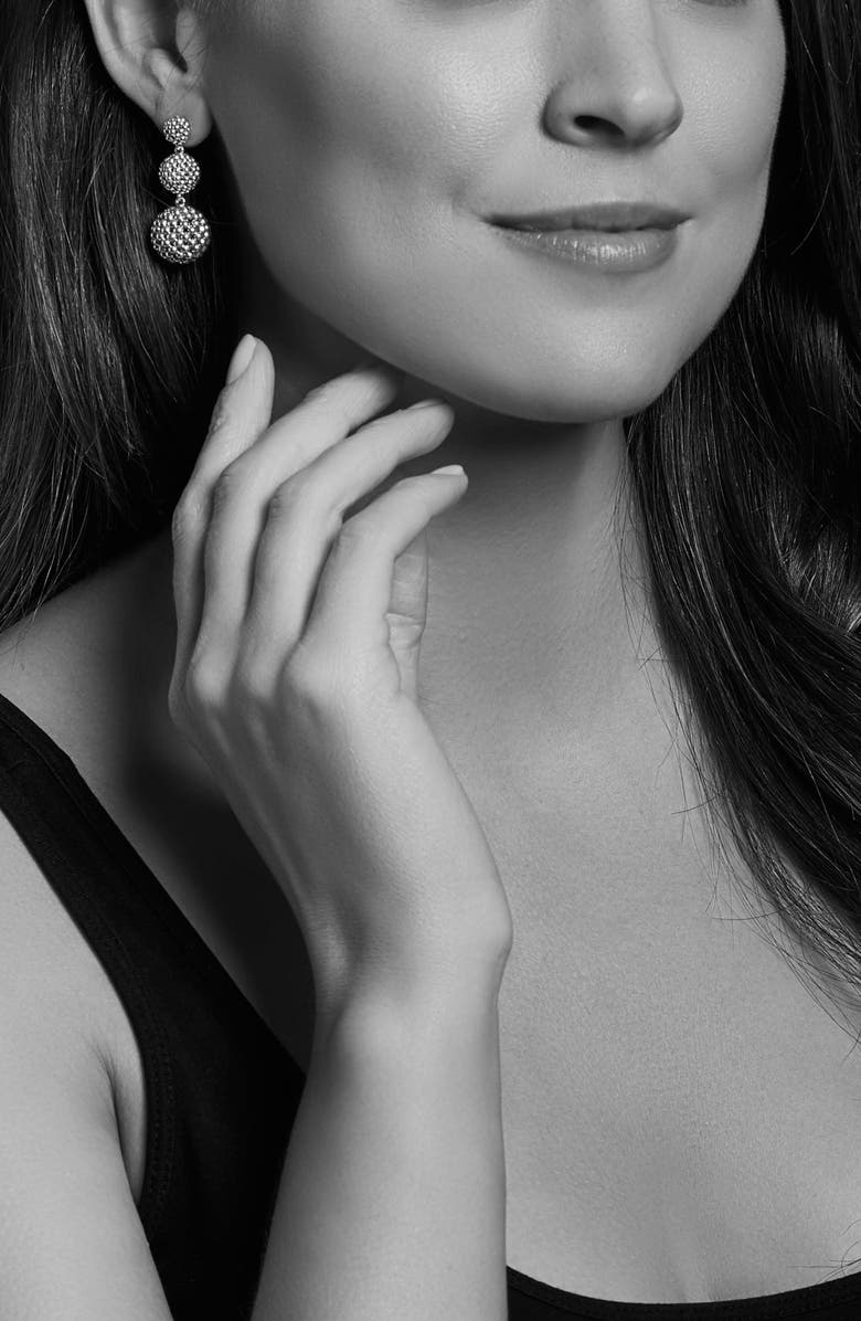 LAGOS Caviar Graduated Triple Drop Earrings, Alternate, color, Silver