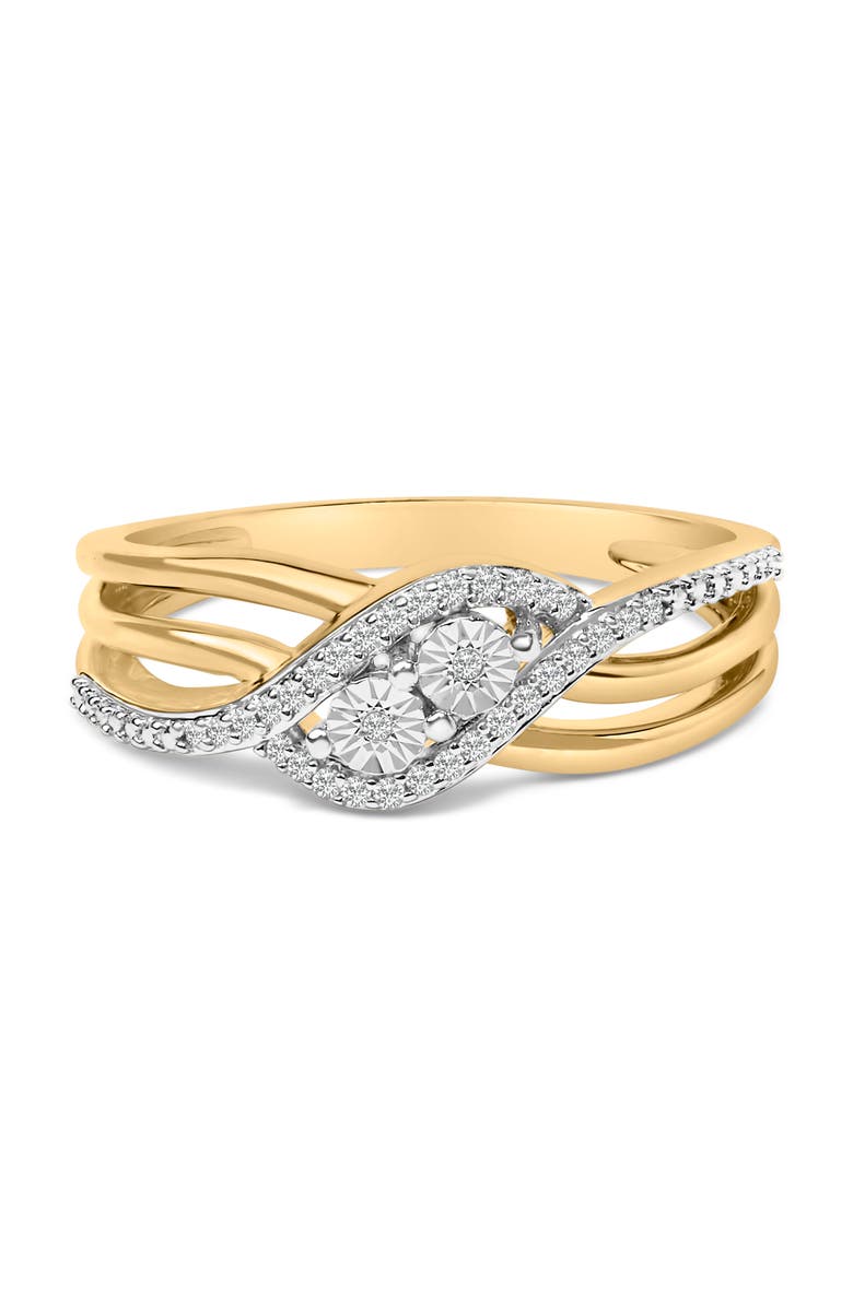 Haus of Brilliance 14K Yellow Gold Plated Sterling Silver 1/10 Cttw Diamond Bypass Ring, Main, color, Yellow Gold Over Silver