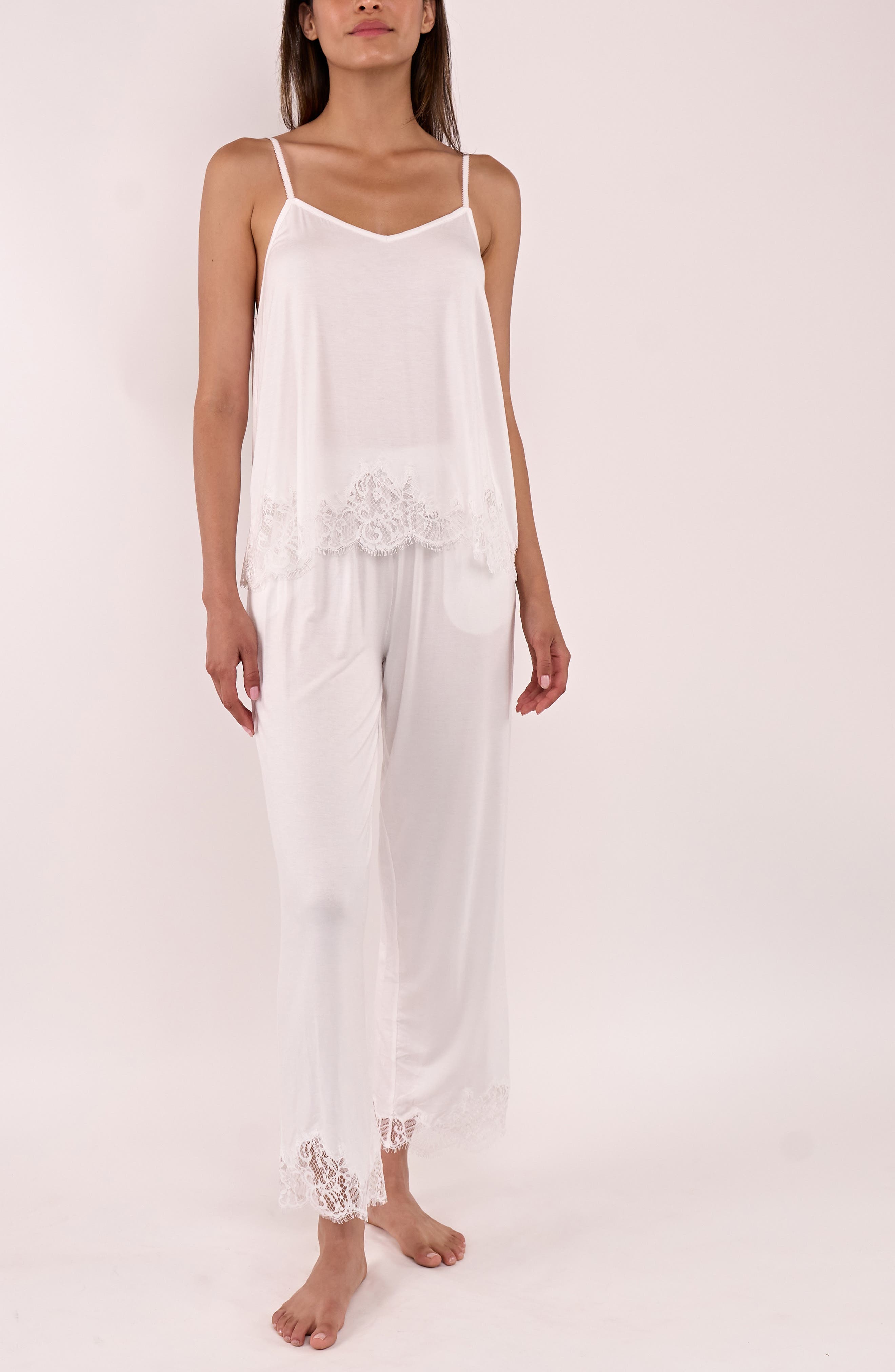 Flora Nikrooz Sarafina Lace Trim Jersey Pajamas (Women) | Nordstrom