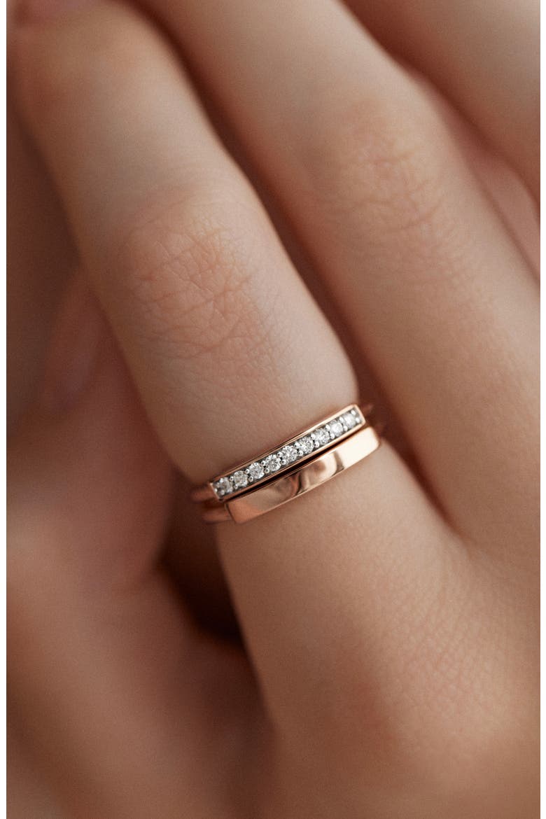 MV Linear™ Pavé Lab-Grown Diamond Stacking Ring, Alternate, color, 18K ROSE GOLD VERMEIL