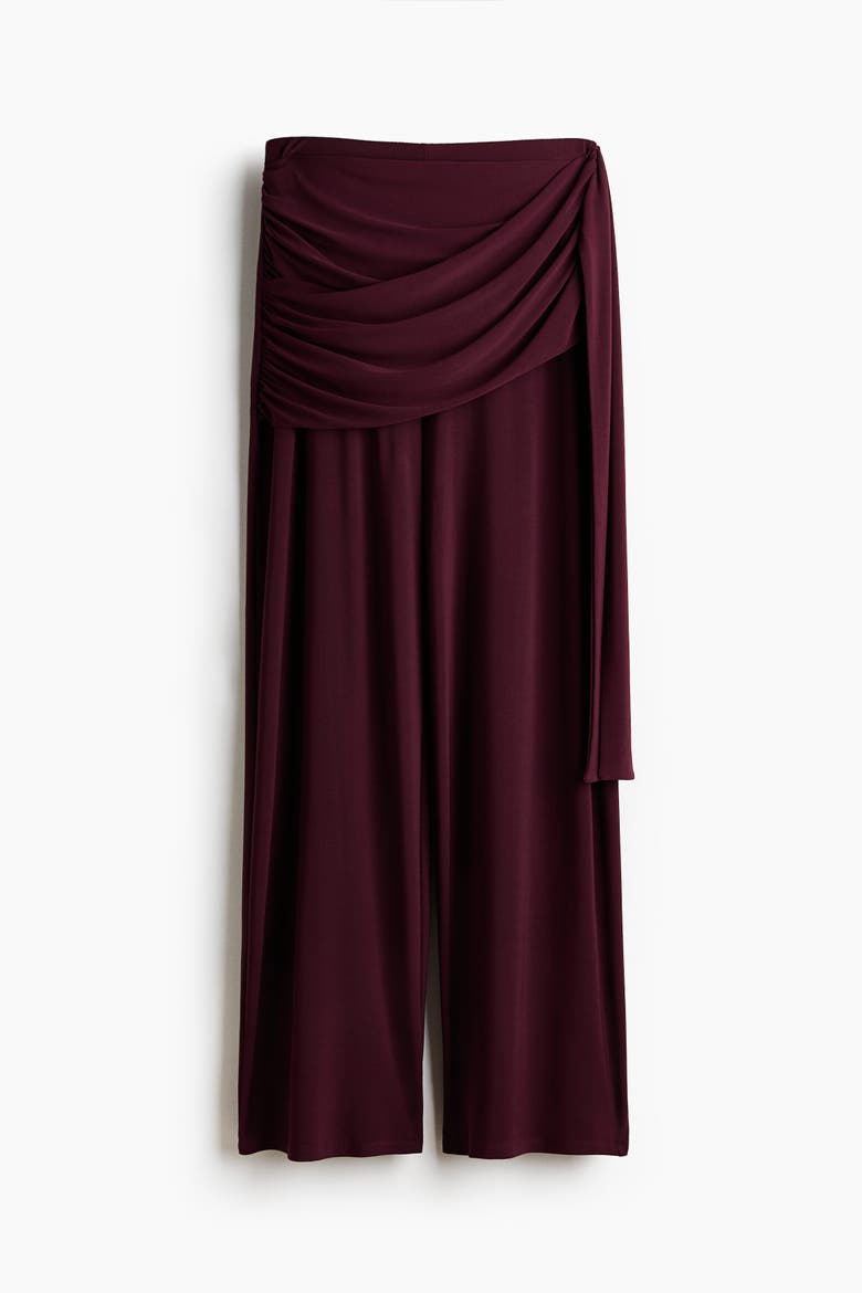 Draped Jersey Trousers, Alternate, color, Burgundy