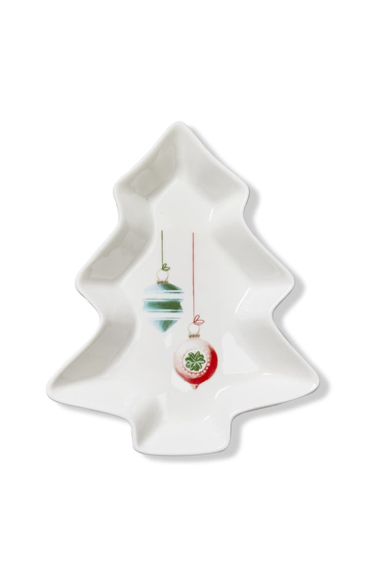 tag Multicolor Christmas Tree Serving Dish - Bone China, Main, color, White