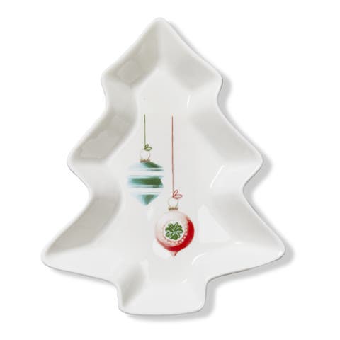Multicolor Christmas Tree Serving Dish - Bone China