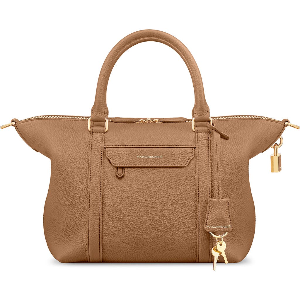 Maison De Sabre Small Leather Weekender Bag In Brown