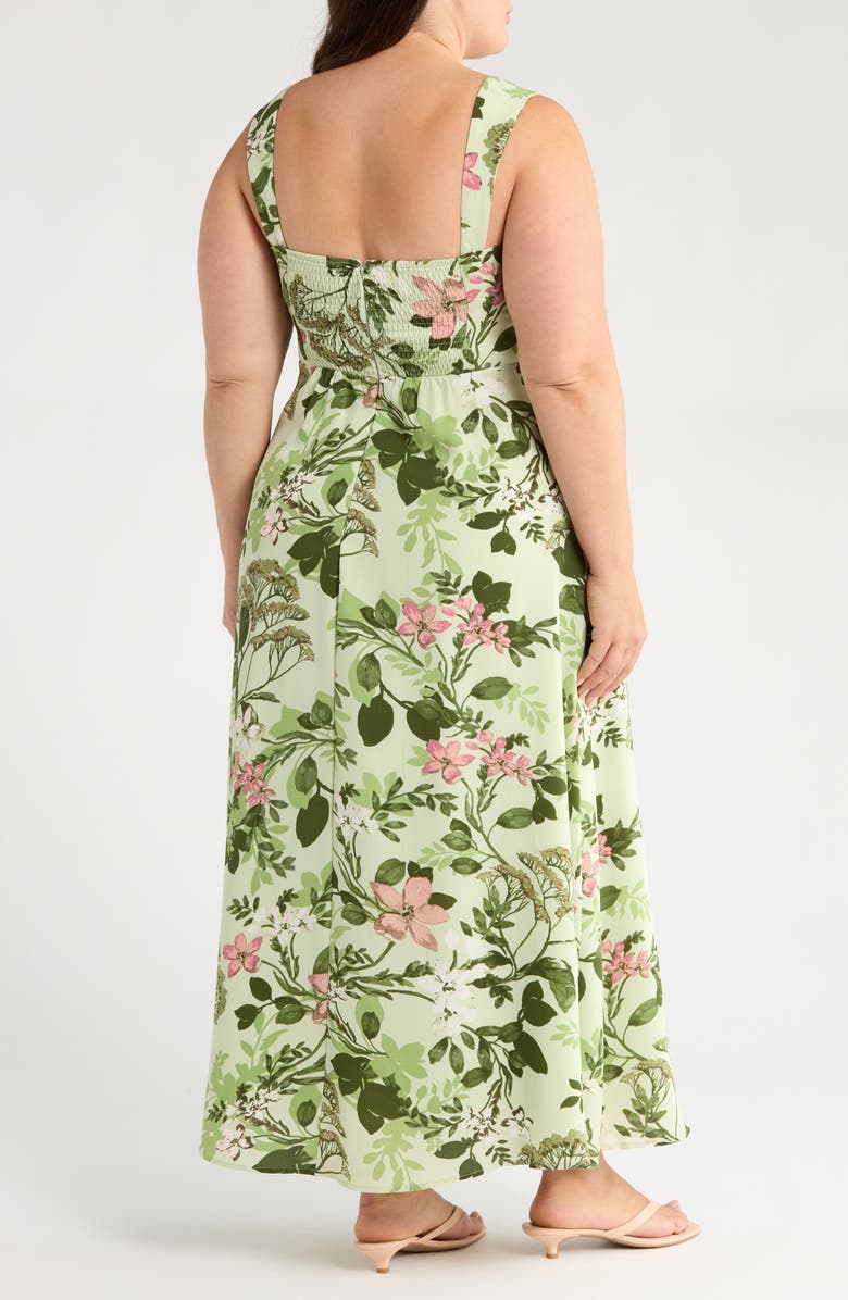 SUGARLIPS Zane Floral Bary Smocked Sundress, Alternate, color, Green/ Pink