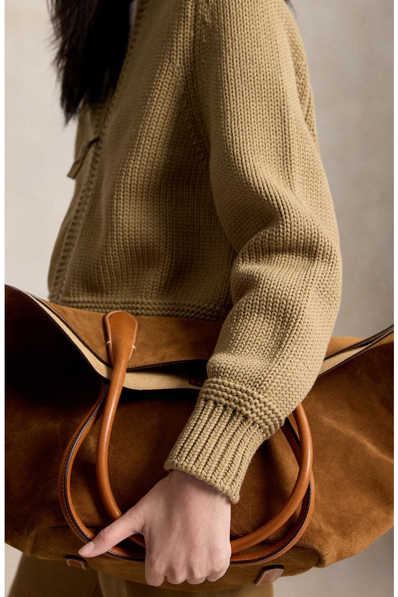Full Zip Cotton Blend Cardigan, Alternate, color, DESERT KHAKI