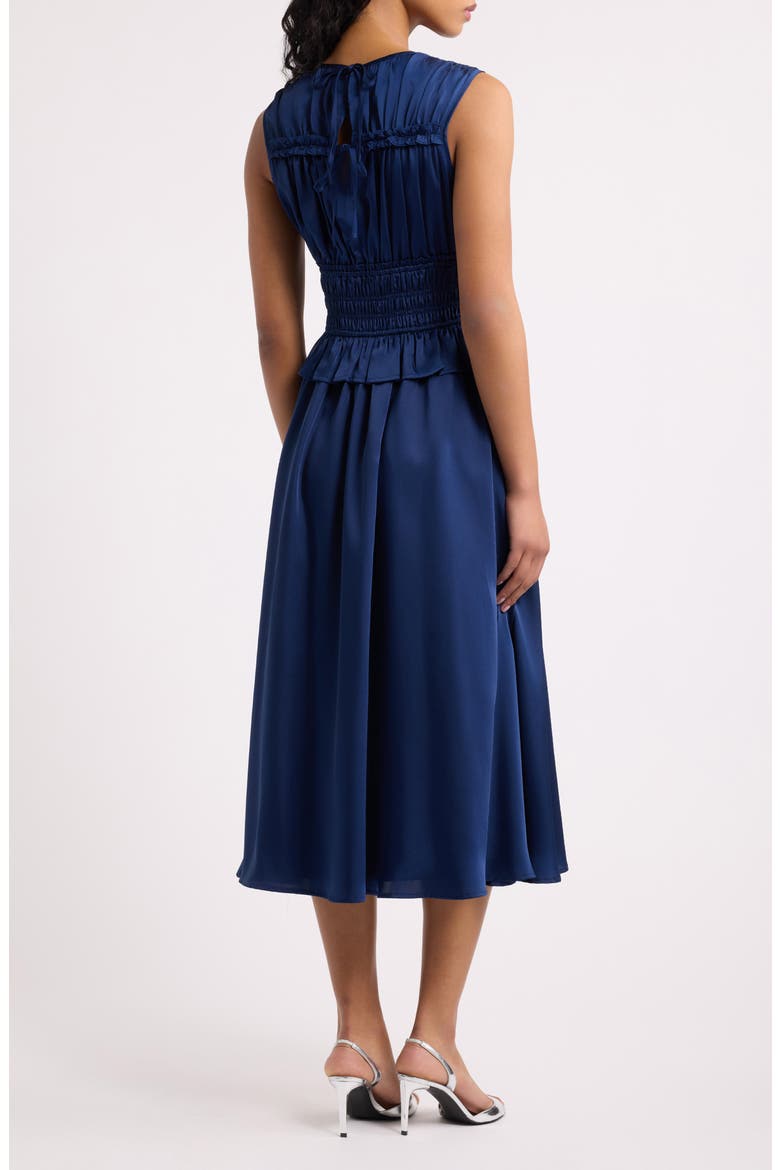 Sage Shirred Midi Dress, Alternate, color, NAVY NAVY