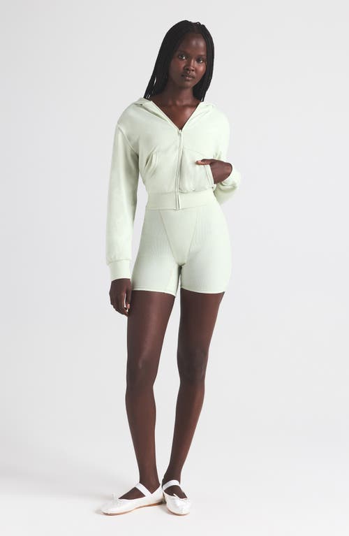 Skims Cotton Jersey Zip-up Hoodie In Spearmint