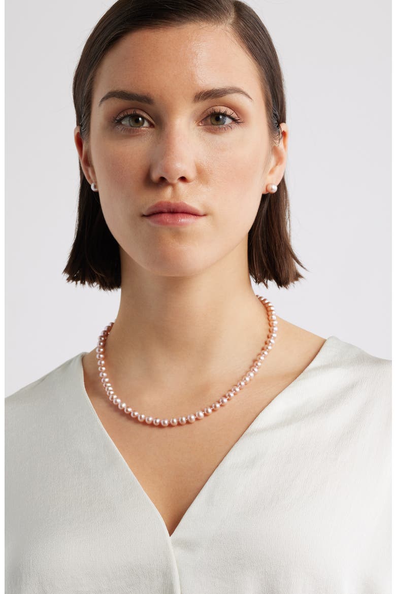 Freshwater Blush Pearl Necklace, Alternate, color, BLUSH- 14K YELLOW GOLD