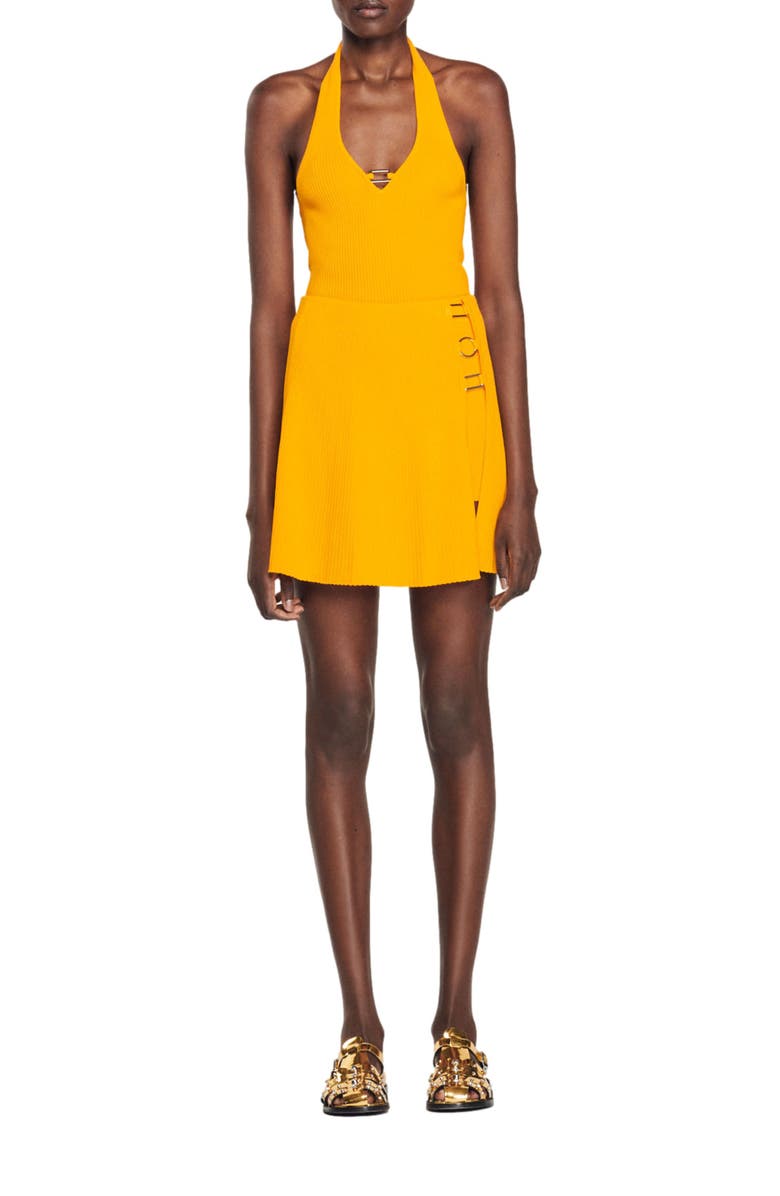 SANDRO Bussy Rib Miniskirt, Alternate, color, Orange