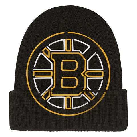Youth Mitchell & Ness  Black Boston Bruins Neon Line Lights Cuffed Knit Hat