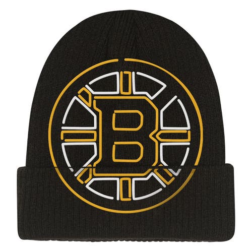 Mitchell & Ness Kids' Youth   Black Boston Bruins Neon Line Lights Cuffed Knit Hat