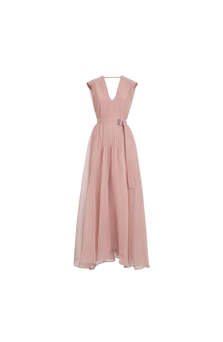 Brunello Cucinelli Crispy silk dress with monili, Main, color, Pink