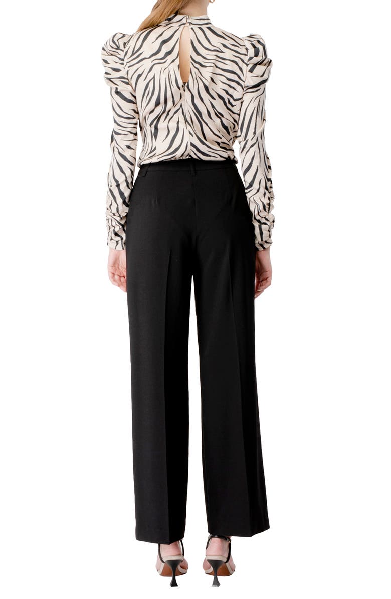 Bardot Ruched Tiger Print Bodysuit, Alternate, color,