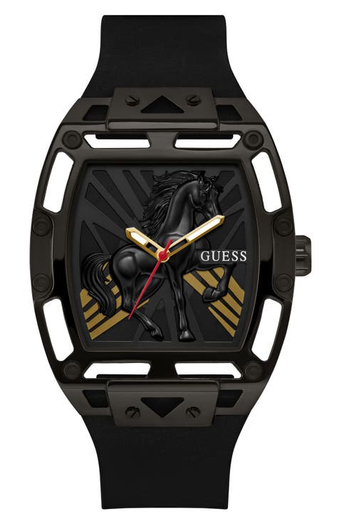 Legend Year of the Horse Tonneau Silicone Strap Watch, 44mm