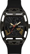 GUESS Legend Year of the Horse Tonneau Silicone Strap Watch, 44mm
