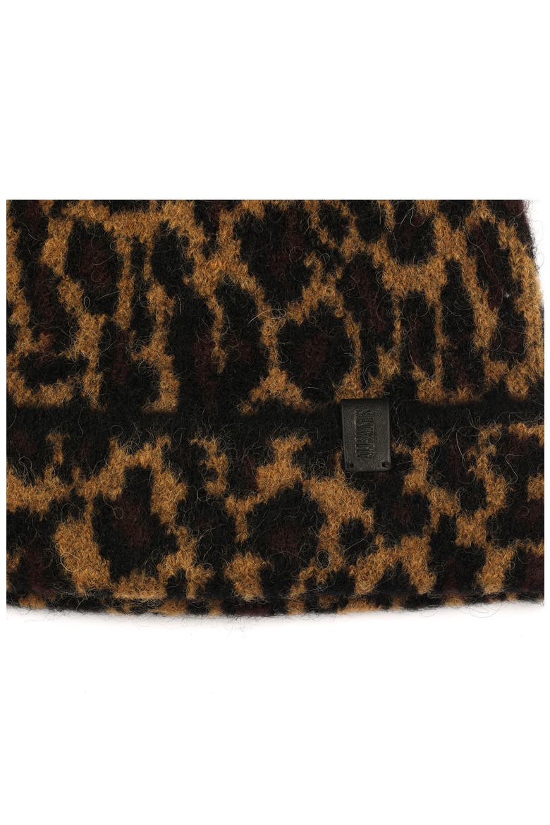 Brushed Leopard Pattern Beanie, Alternate, color, NATURAL MULTI