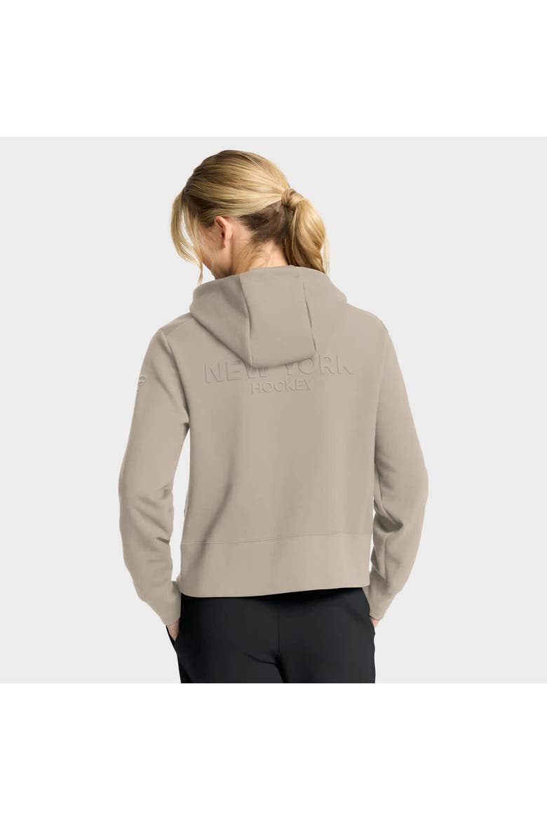 Women's Fanatics Tan New York Rangers Authentic Pro Road Tri-Blend Quarter-Zip Hoodie, Alternate, color, Tan