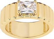 ATHRA LUXE Modern Muse Emerald Cut CZ Ribbed Band Ring