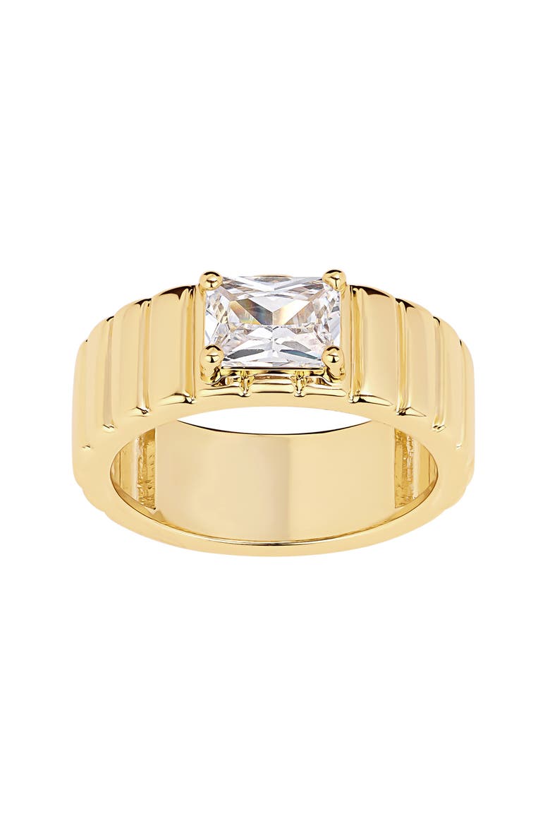 Modern Muse Emerald Cut CZ Ribbed Band Ring video