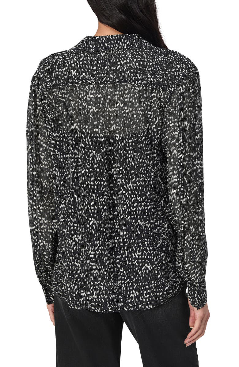 rag & bone Emmy Abstract Print Silk Blend Button-Up Shirt, Alternate, color, Blackmult